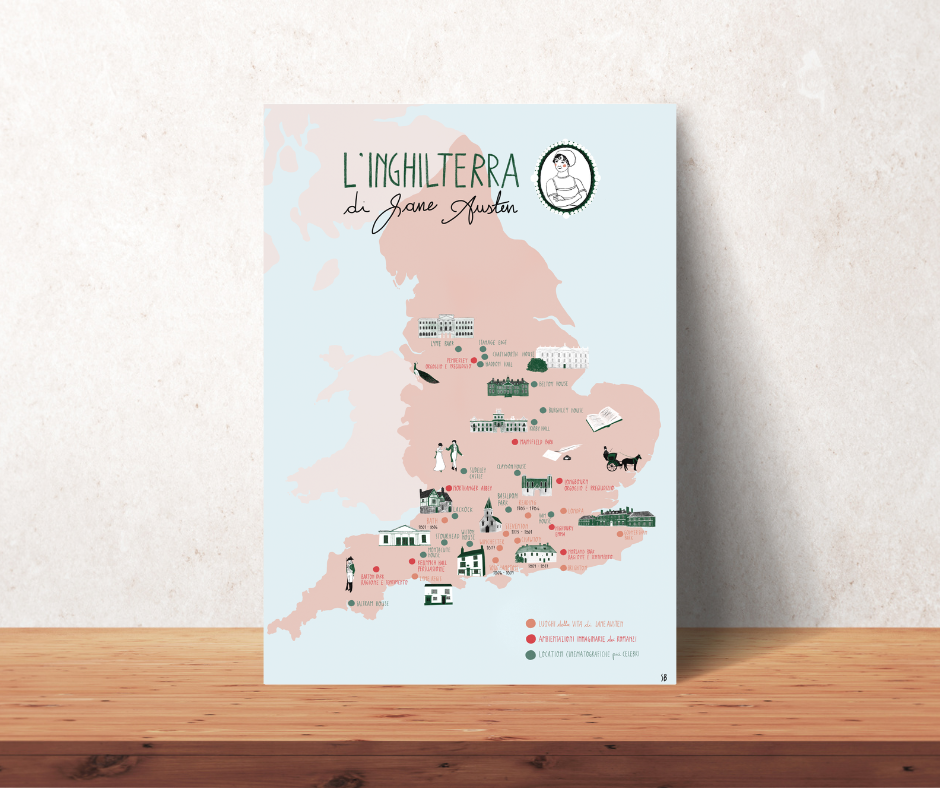 L'Inghilterra di Jane Austen • mappa illustrata