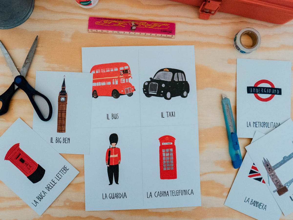 Carte della nomenclatura IN VIAGGIO - LONDRA - Da stampare